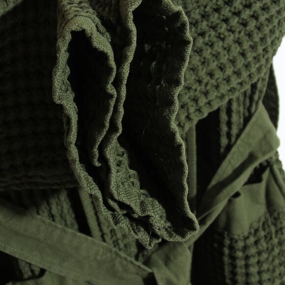 Onsen Supima Cotton Waffle Bath Robe Forest Green Unisex Hooded Size Medium - Picture 5 of 13